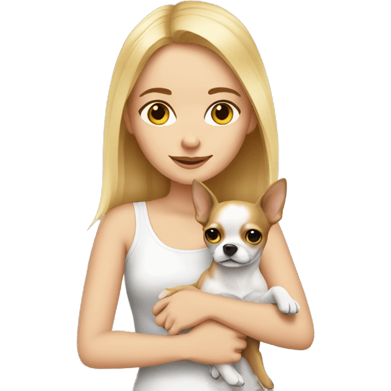 White girl with chihuahua  emoji