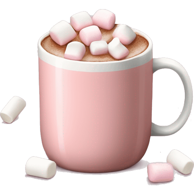 Light Pink mug of hot chocolate with marshmallows  emoji