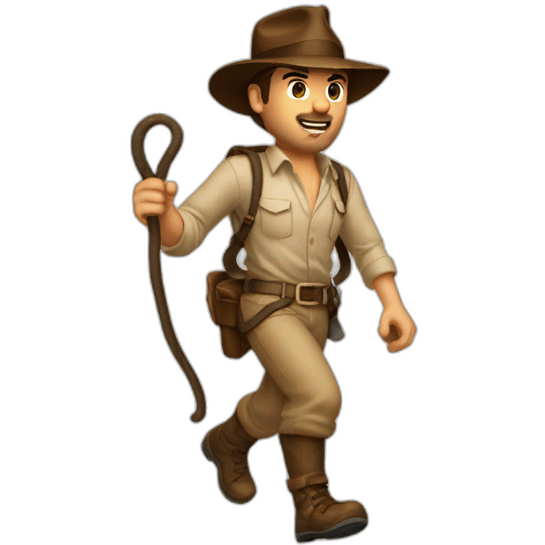 indiana jones walking on the mountain with a whip emoji