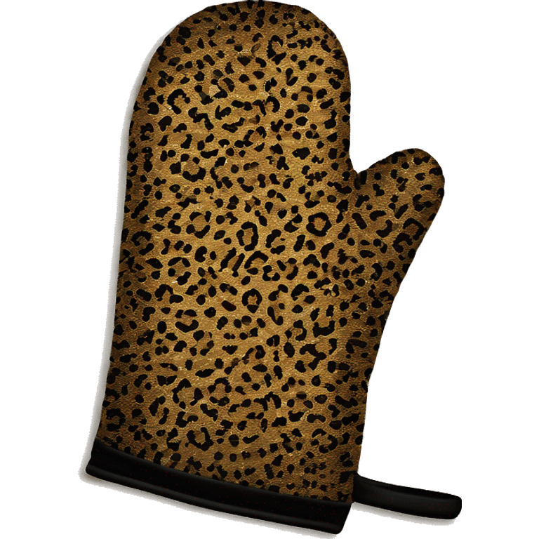 Realistic leopard print glitter oven mitt isolated  emoji