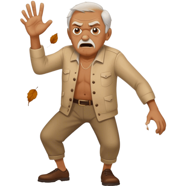 Old man pissed off kicking leaves emoji