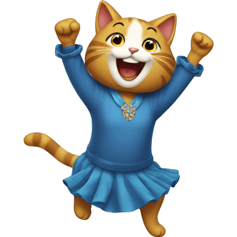 happy lady cat dancing emoji