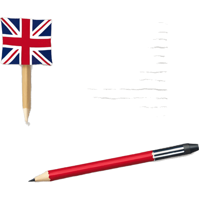 document with british flag on it and pencil emoji