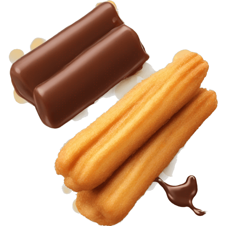 Churro with chocolate dipped tip emoji