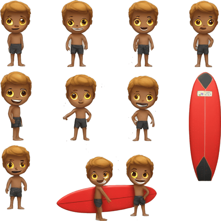 boy with a red surfboard   emoji