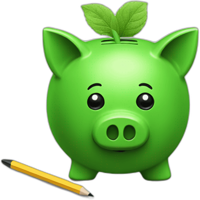 green piggybank with pencil emoji