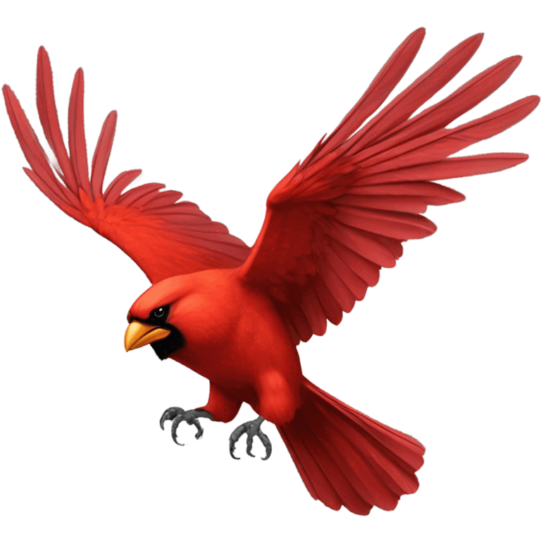 Red cardinal flying from a golden eagle emoji