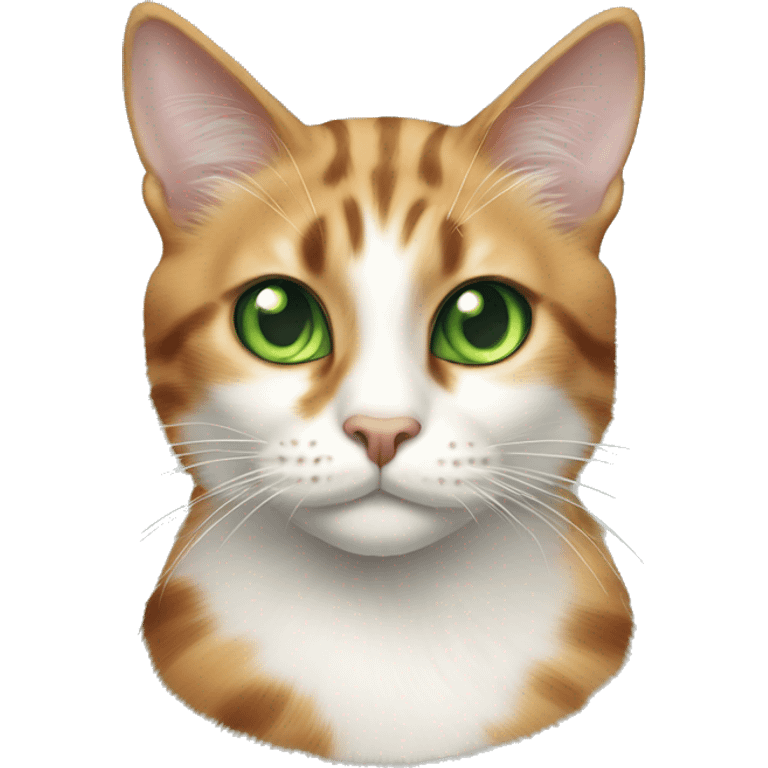 Realistic cat calico atigrated with green eyes emoji