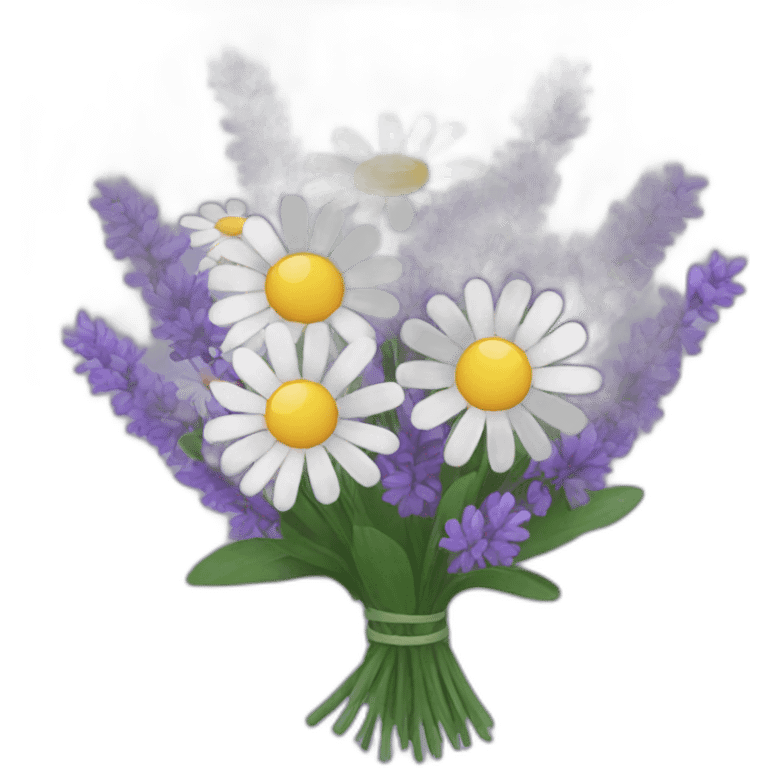 Lavender and daisy bouquet emoji