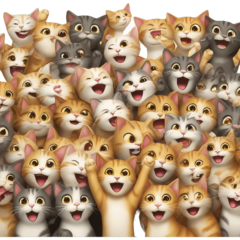 12 happy cats cheering emoji