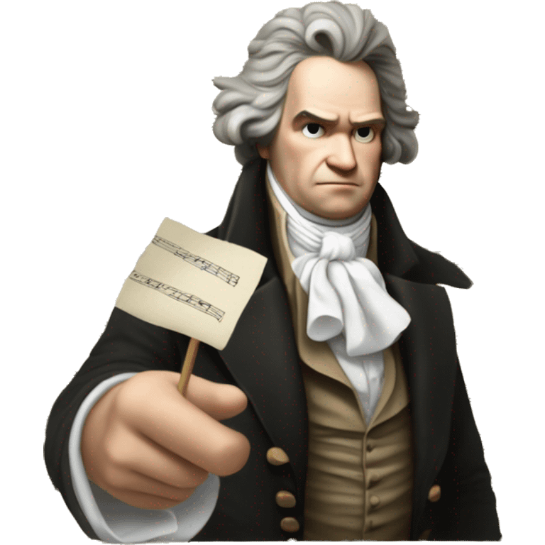 Beethoven con una partitura en la mano emoji