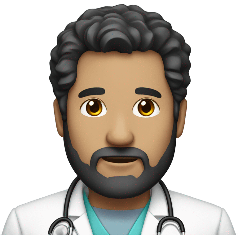 my dad he is 45 and a doctor with black hair and beard and white emoji