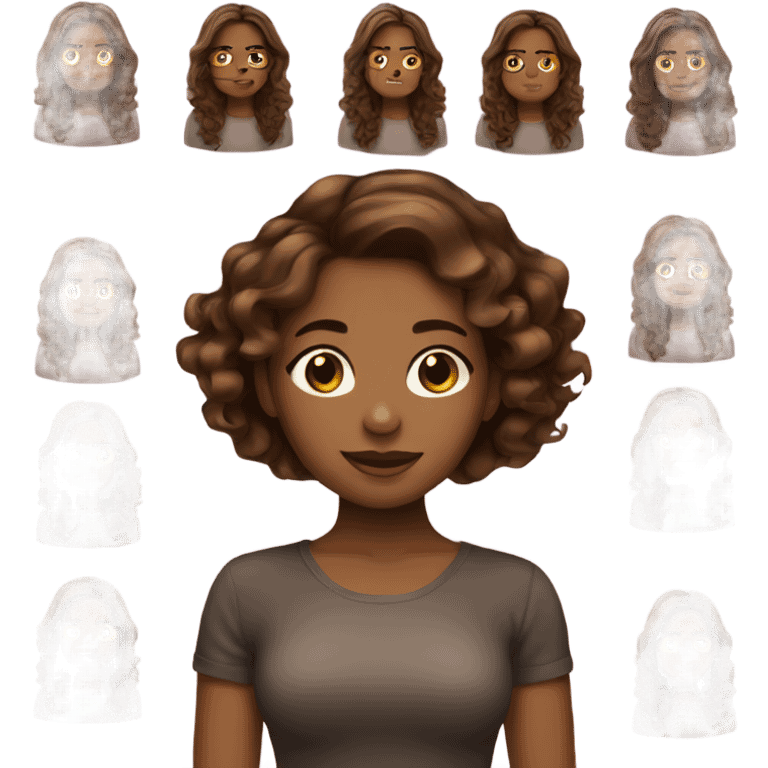 brown girl with wavy brown hair that has highlights and glass emoji