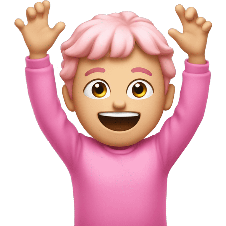 Pink excited face with hands up  emoji