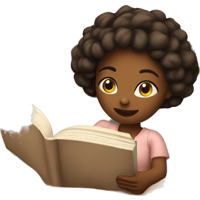 girl in bed reading a book and drinking tea emoji