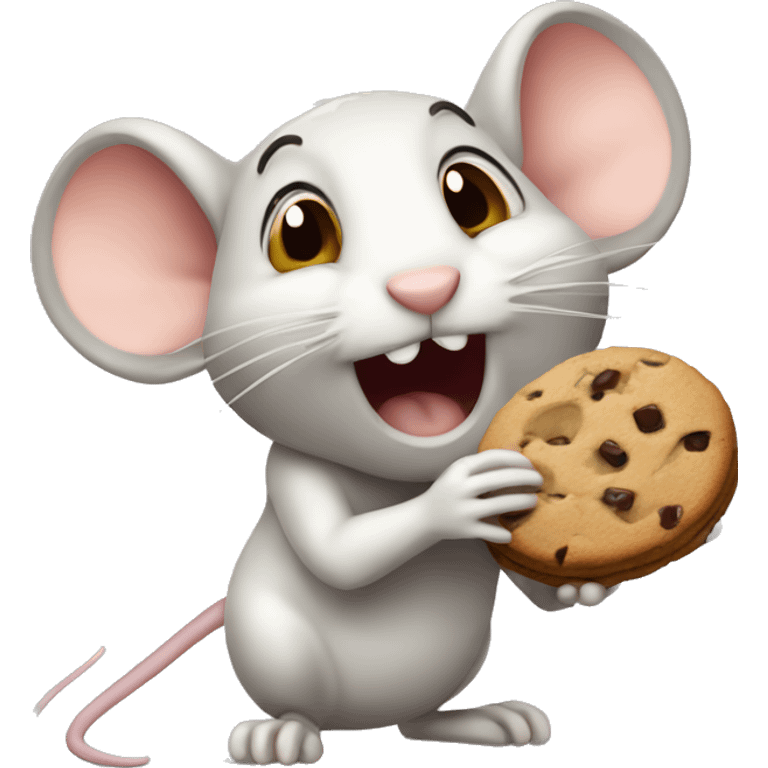 Mouse eating chocolate chip cookie emoji