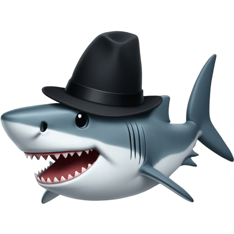 Shark with a top hat emoji