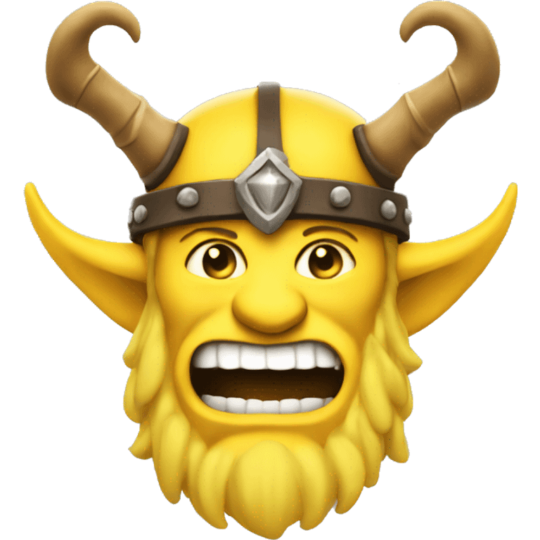 Yellow smile barbarian with hat with horns emoji