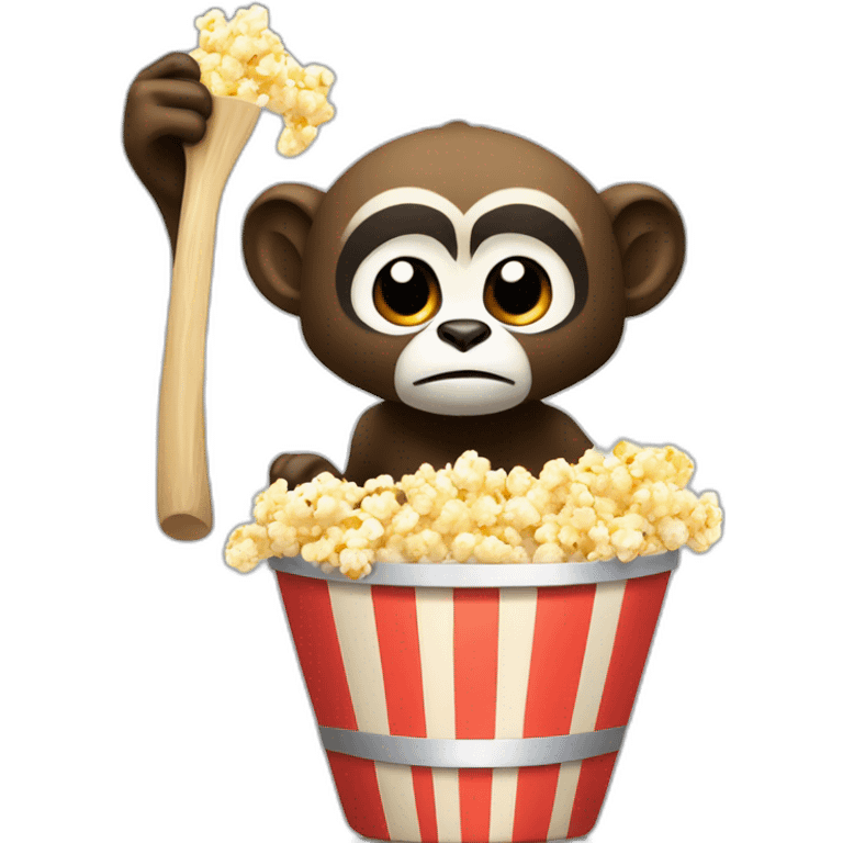 gibbon with pickaxe and a tub of popcorn emoji