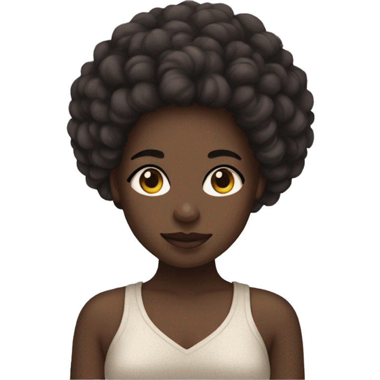 Dark skin girl with afro in a side braid emoji