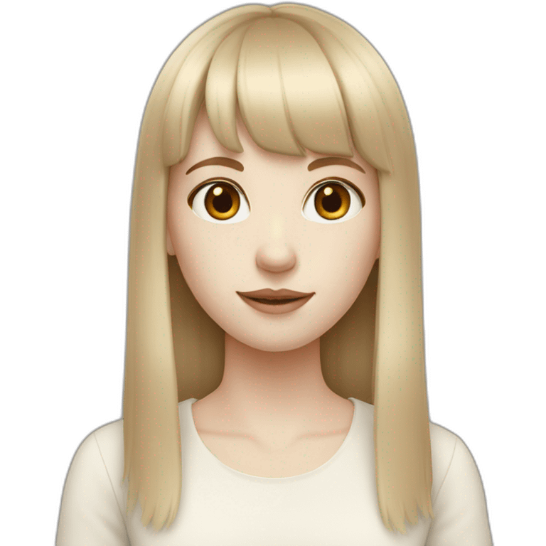 pale skinned girl with brown hair and bangs emoji