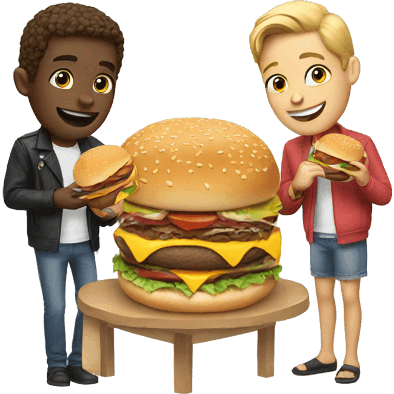 friends eating burgers emoji