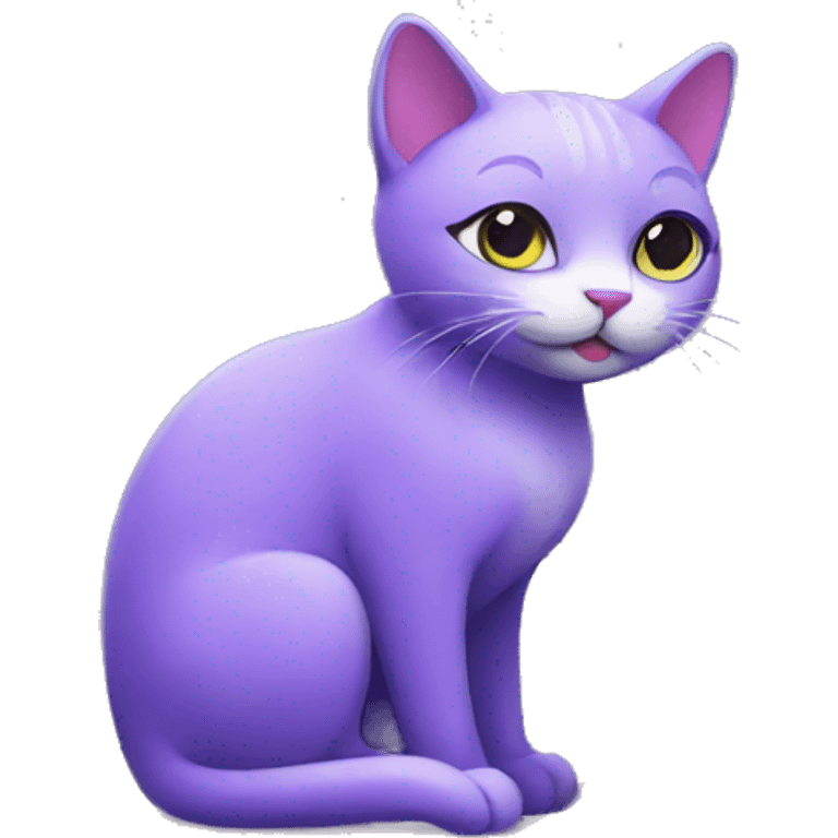 purple cat with a flower emoji