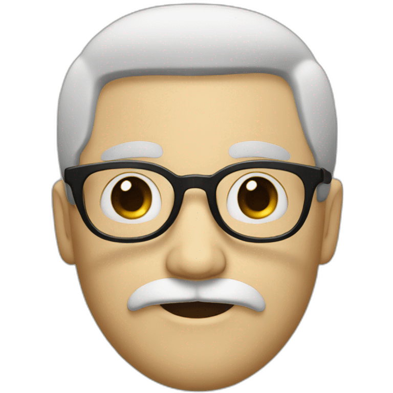 White guy with black hair, round glasses, a moustache and a little beard emoji