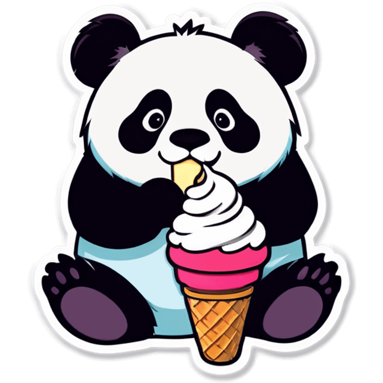 Panda eating ice cream emoji