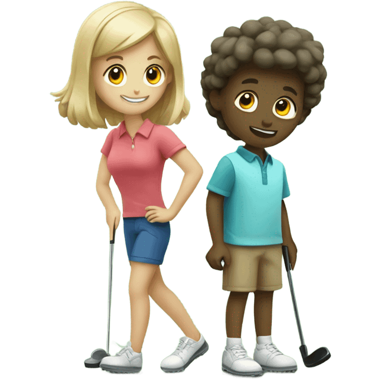 girl and boy playing mini golf  emoji