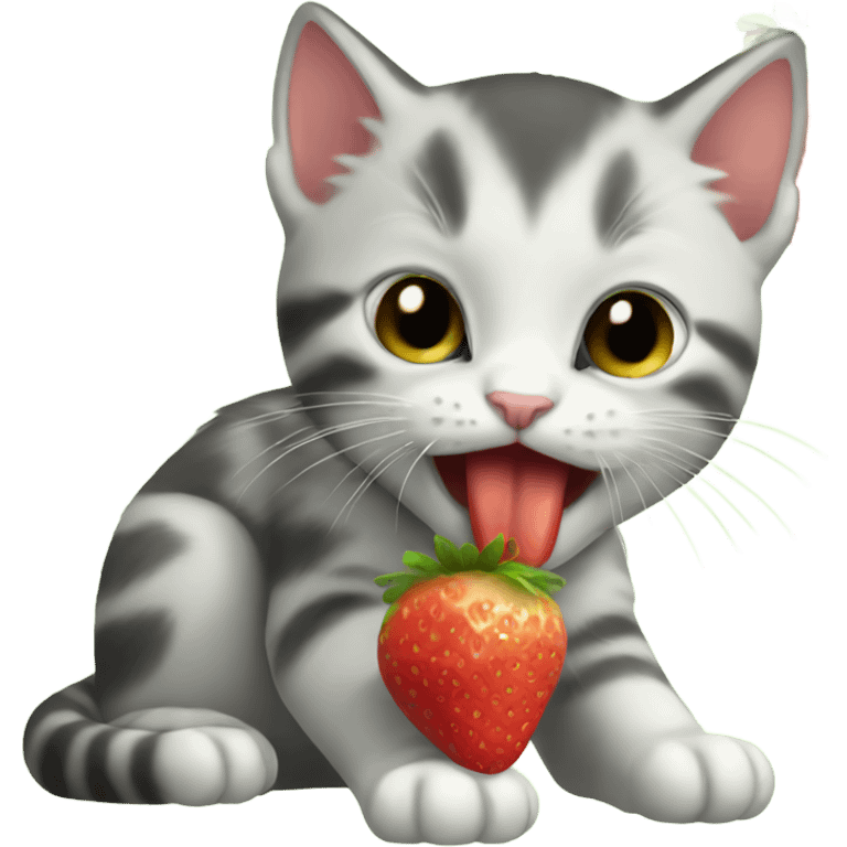 kitten eating strawberry  emoji