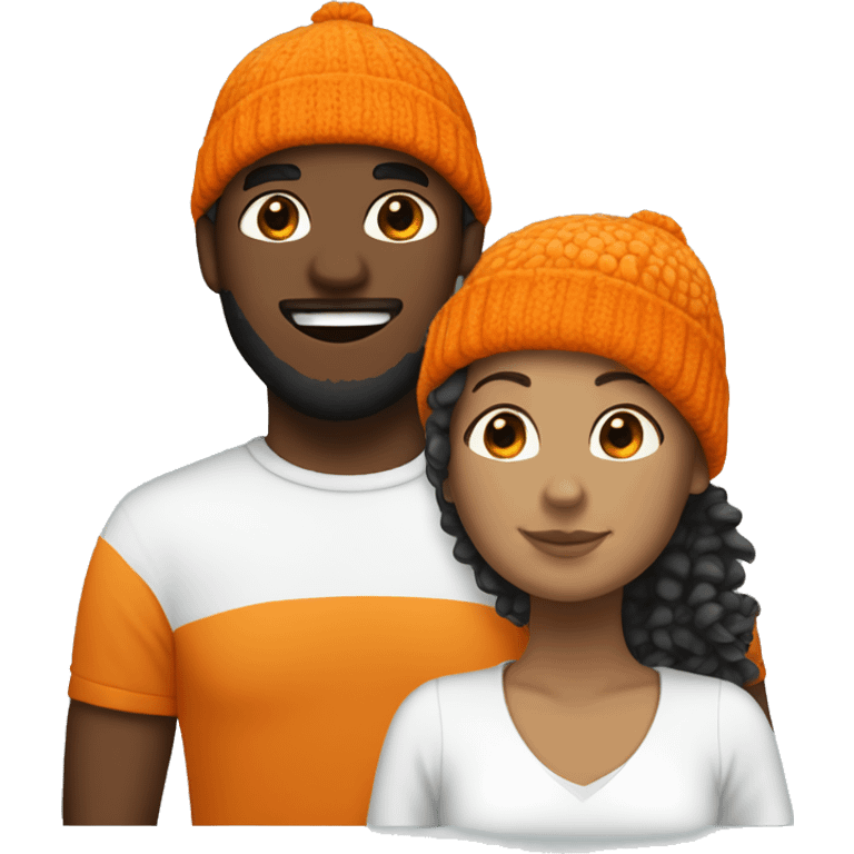 White girl with orange beanie and white man with curly dark hair on a sea dragon  emoji