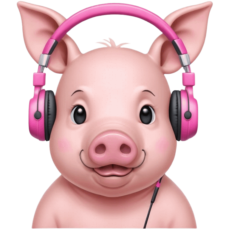 piggy in pink headphones  emoji