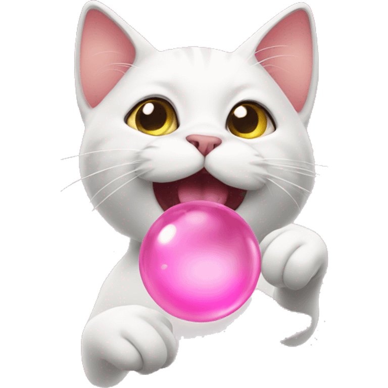 cat blowing pink bubbles  emoji