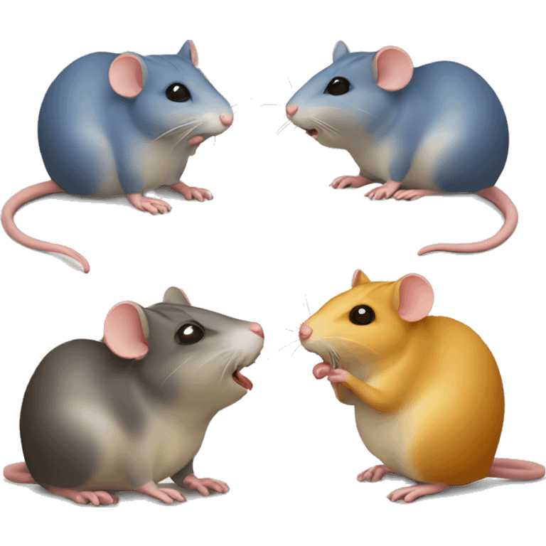 three differently colored rats gossiping emoji