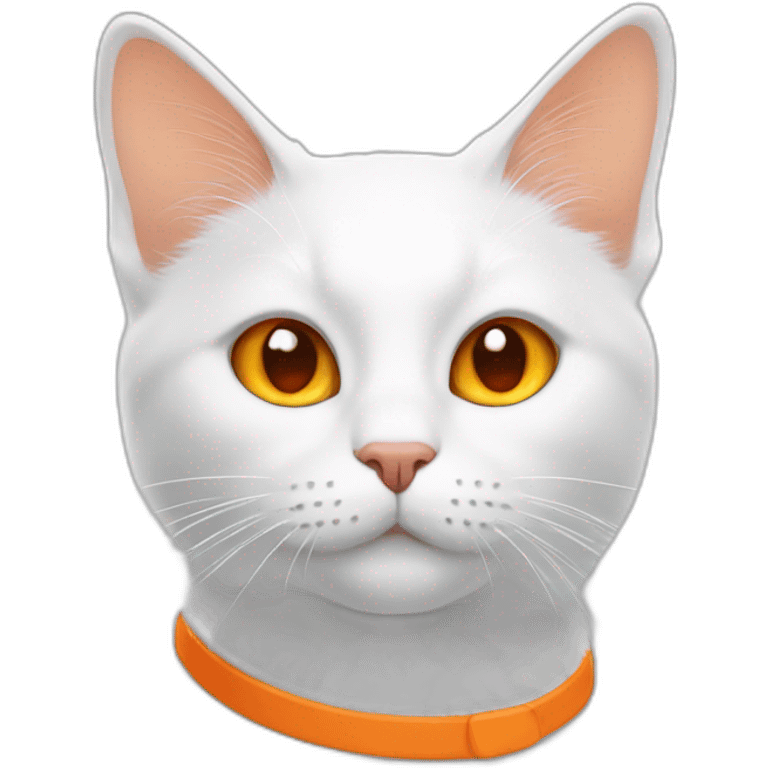 White cat with orange emoji