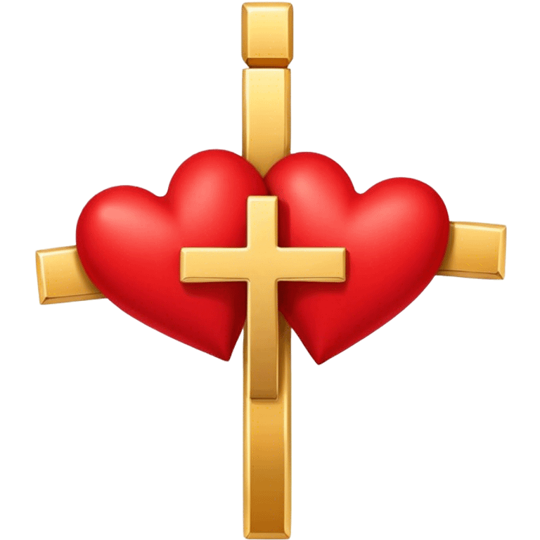 Two red hearts united by a gold cross  emoji