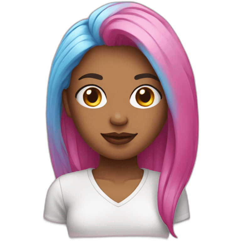 female graphic designer with unicorn fetiche and pink hair emoji