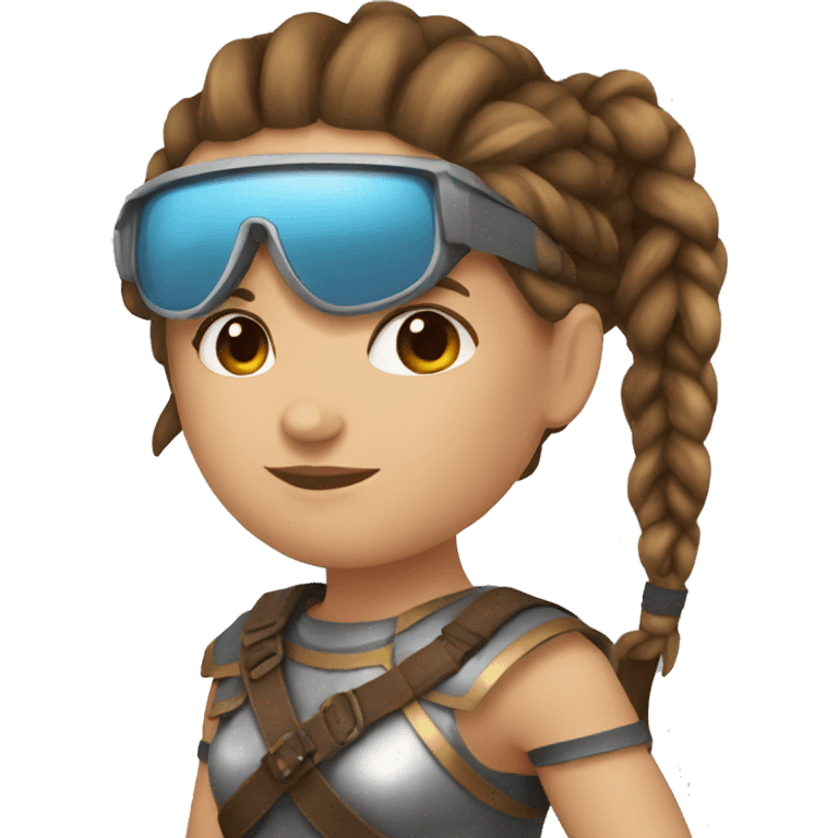 Girl gladiator with French braids, brown hair and sunglasses emoji