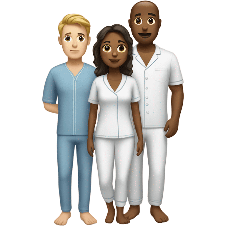 White man and brown-skinned woman in matching pajamas emoji