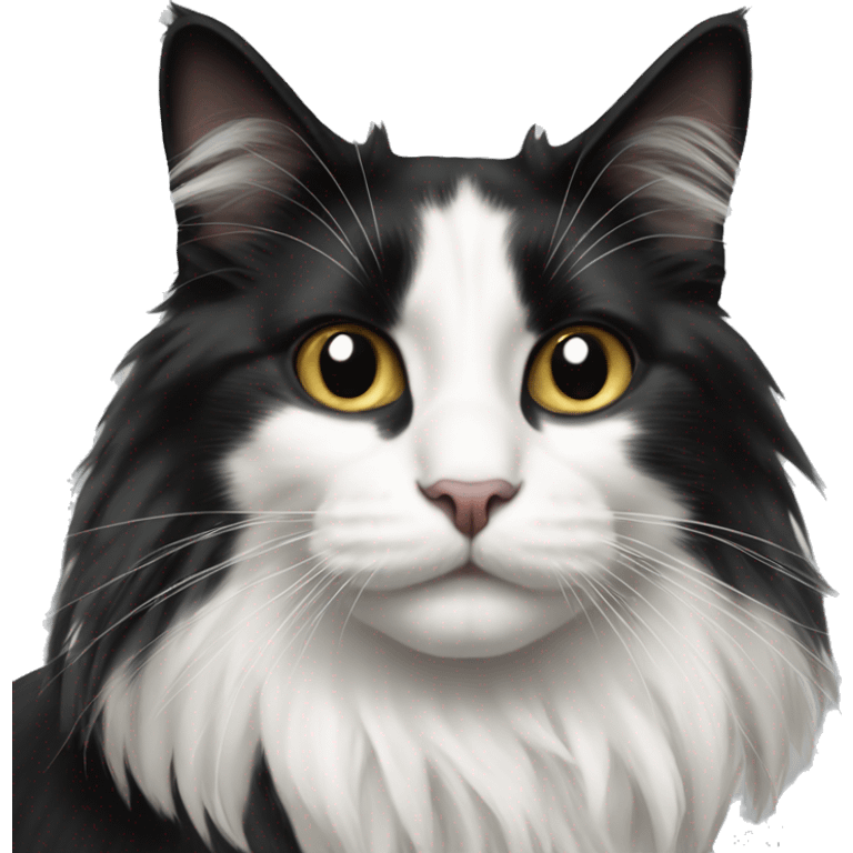 black-and-white cat domestic long-haired emoji