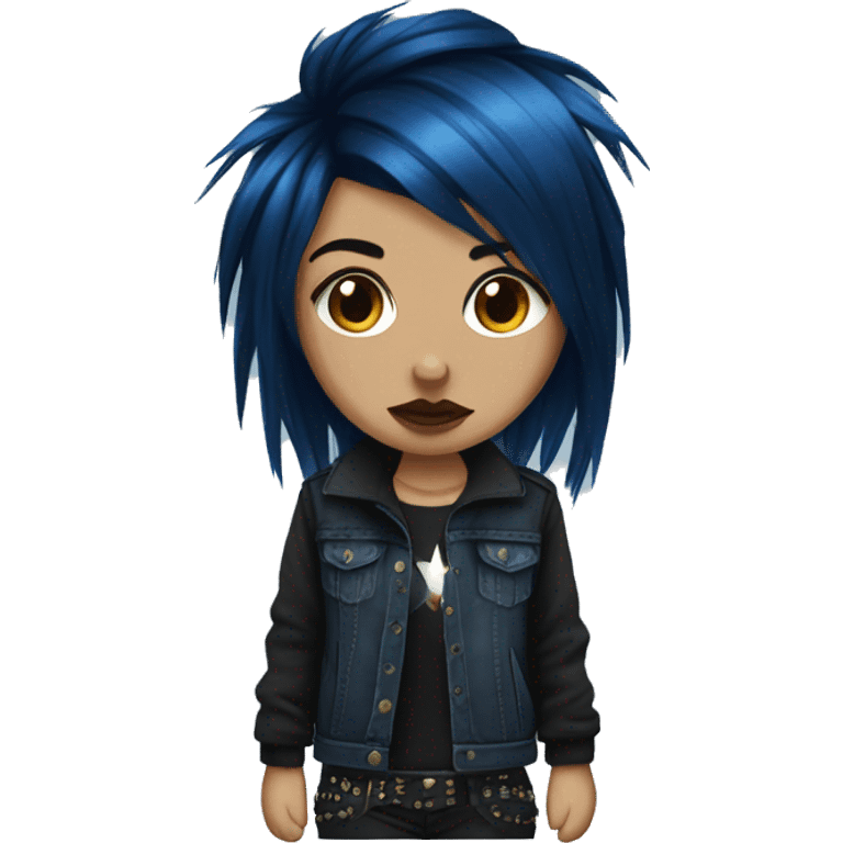 punk rock emo girl brown skin dark blue hair  emoji