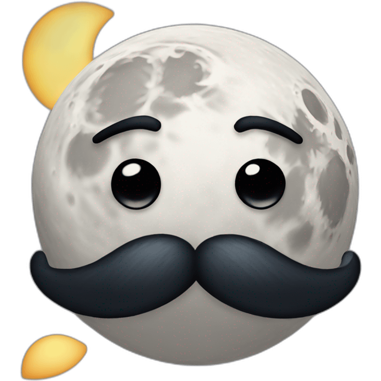 Moon with mustaches and face emoji