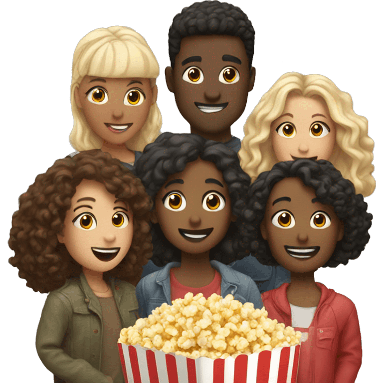 group of friends with popcorn emoji