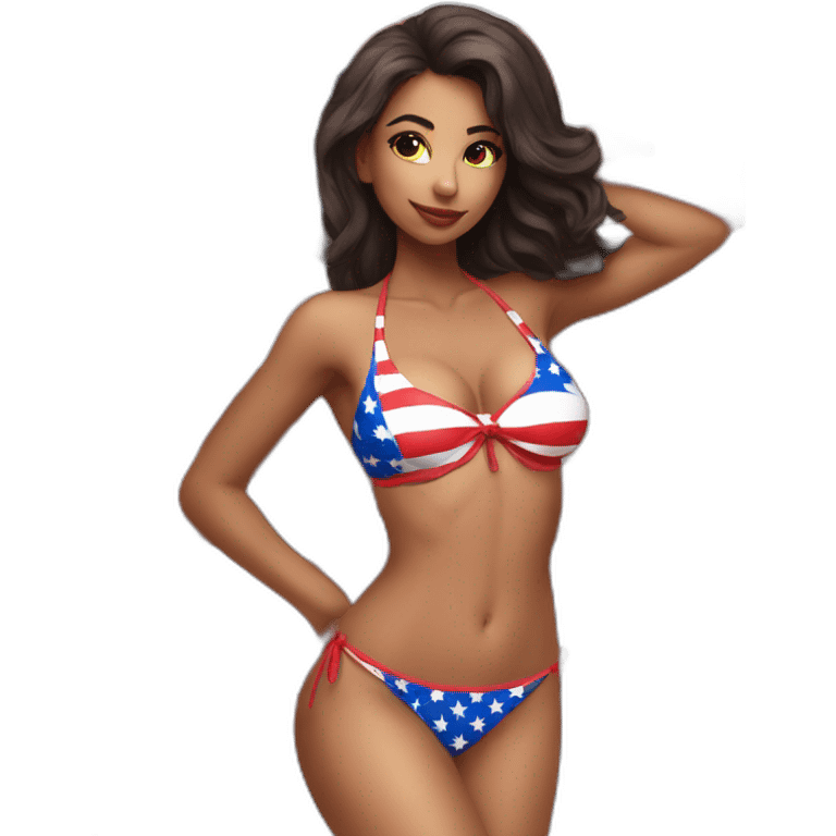 Sexy girl wearing only American flag bikini emoji