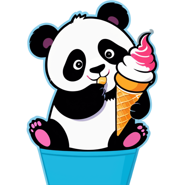 Panda eating ice cream emoji