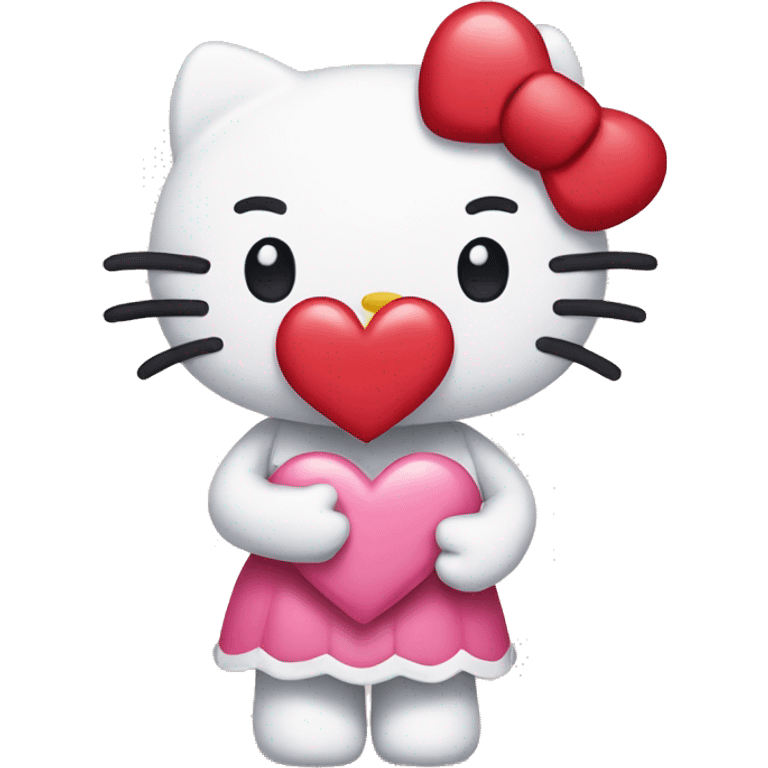 Hello kitty holding heart emoji