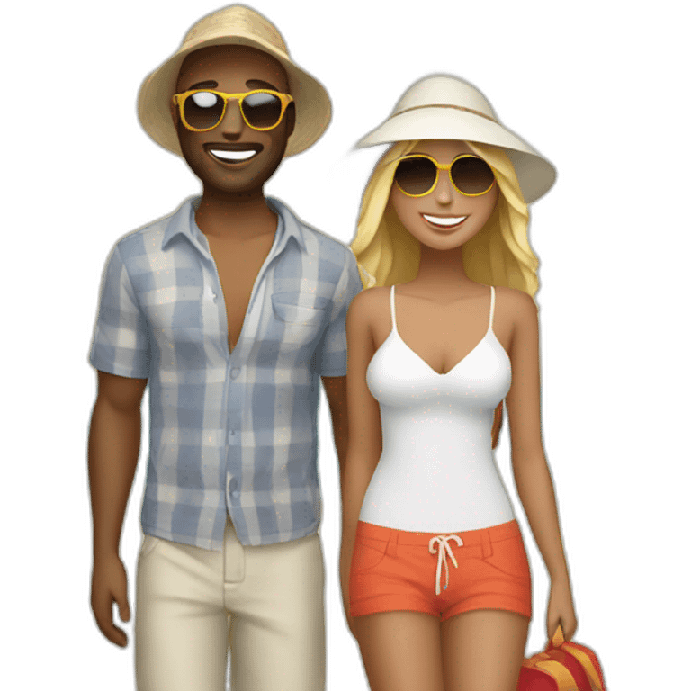 beach vacation couple white emoji