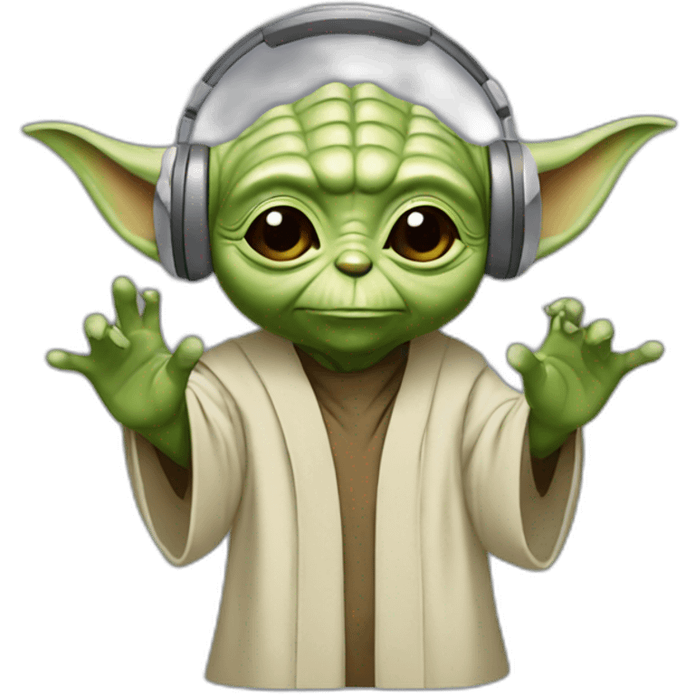 Yoda with headphone emoji