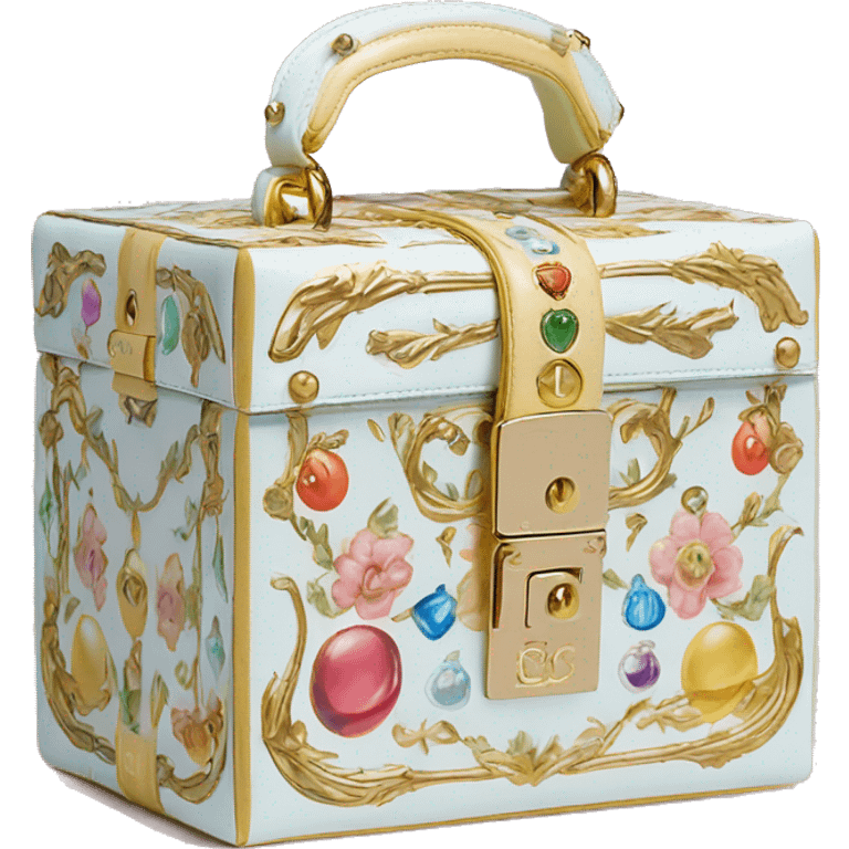 Dolce and Gabbana small box bag with colourful pastel ornament print and golden detais  emoji